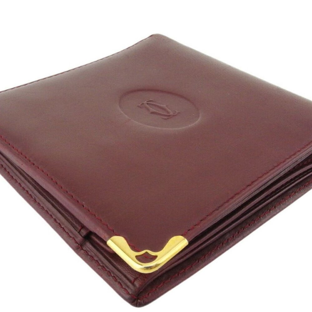 Cartier Two Folded Purse Mastline Bordeaux Leather Authentic USED - Picture 3 of 8